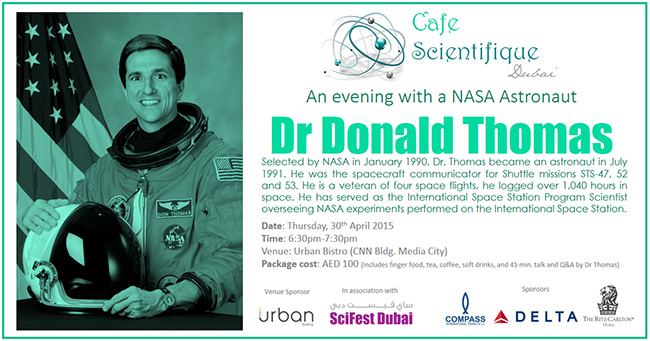 Dr Donald Thomas, Nasa, Cafe Scientifique Dubai